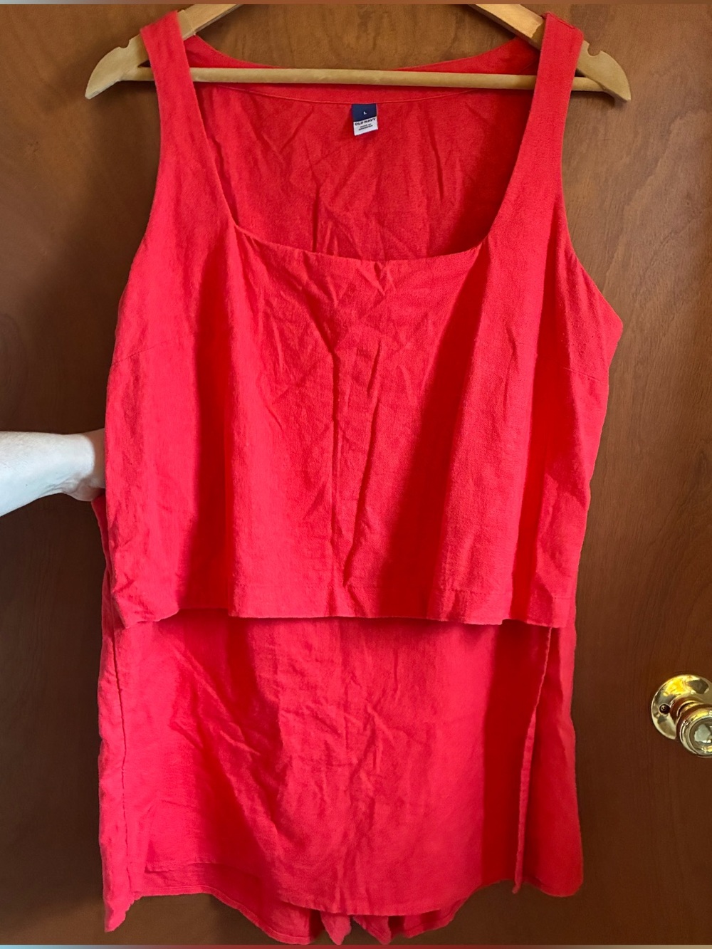 Old Navy Bright Red Sleeveless Linen Blend Tank Dress